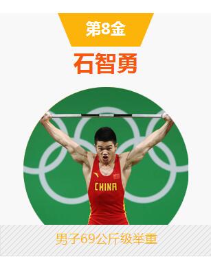 石智勇男子举重69公斤级斩获第8枚金牌